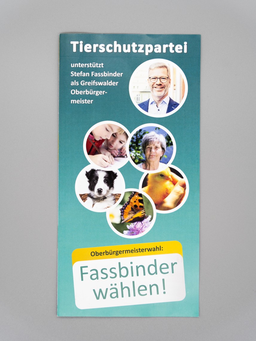 Flyer Tierschutzpartei: Fassbinder wählen!